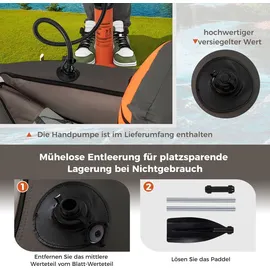 Costway Schlauchboot aufblasbar bis 150kg, Angelboot mit verstellbarer Rückenlehne, Pumpe, Paddel & Gurte, Fischerboot für Erwachsene 135x109x54cm - Grau