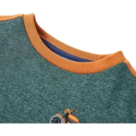 vidaXL Kinder-Sweatshirt Dunkelgrün Melange 116 – Warm, weich & mit coolem Motorrad-Print - 116