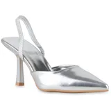 VAN HILL Damen Slingpumps Stiletto Basic Klassisch Schuhe 216490 Silber 38 - 38 EU