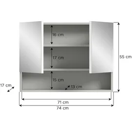 MID.YOU Spiegelschrank Weiß, , Maße cm, Badezimmer, Badezimmerspiegel, Spiegelschränke