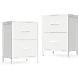 Songmics Nachttisch mit 2 Stoffschubladen 0 x 0 x 0 cm Wolkenweiß/Schneeweiß
