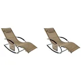 SoBuy Sonnenliege 2-er Set mit Tasche Garten Metall Kunstfasergewebe Braun OGS28-BRx2