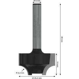 Bosch Profilfräser 6 mm R1 6,3 mm D 25,4 mm L 14 mm G 46 mm