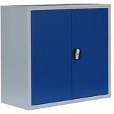 Flügeltürenschrank komplett montiert Metallschrank abschließbar blau 75x80x38cm (HxBxT) Büroschrank Aktenschrank 1 Fachboden 530301