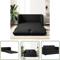 The Living Store - Bodensofa mit Schlaffunktion Schwarz 112x174x55 cm Kunstleder - Bodensofa - Schlafcouch - Gästebett - Couchtisch - Lounge Möbel