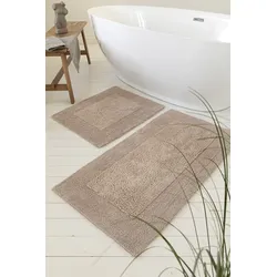 Badematte WECON HOME BASICS "Finn", beige, H:15mm, Baumwolle, Badematten, waschbar, robust, saugfähig, pflegeleicht, Baumwolle, Hoch-Tief-Effekt