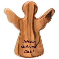 Kassis Geschenkartikel Olivenholz-Schutzengel - Handgefertigte Engel-Figur aus Bethlehem - Schutzengel-Glücksbringer - (Ich Bin stolz auf Dich) - (1 Stück)