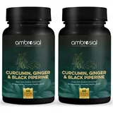 Ambrosial Curcumin Kurkuma und schwarzer Pfeffer Kapseln mit Ingwer | Hochwirksame Kurkuma-Kapseln mit verbesserter Absorption | 95% Curcuminoide zur Unterstützung der Gelenke (Pack of 2)