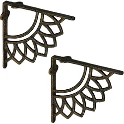 Relaxdays Regalträger, 2er Set, Gusseisen, Mandala-Motiv, antikes Design, Winkel für Regalbretter, Regalhalter, bronze