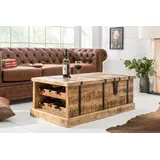 riess-ambiente Couchtisch BODEGA 100cm natur (Einzelartikel, 1-St), Wohnzimmer · Massivholz · eckig · Truhe · Hausbar · mit Stauraum braun