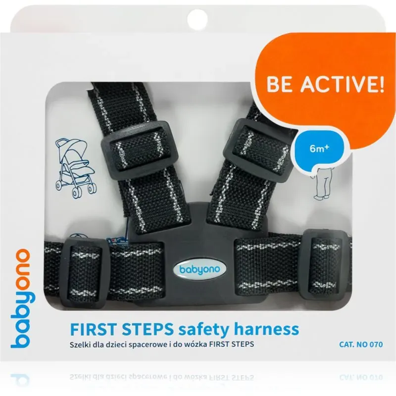 BabyOno Be Active Safety Harness First Steps Haar-Accessoire für Kinder Black 6 m+ 1 St.