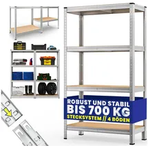 monzana Schwerlastregal MDF 160x90x40cm silber 700kg 4 Platten