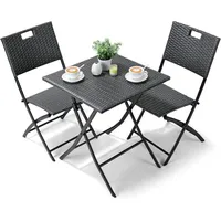 TLGREEN Balkonset, Gartenmöbel Set 3-teilige,Klappbar mit 2 Stühle und Tisch grau