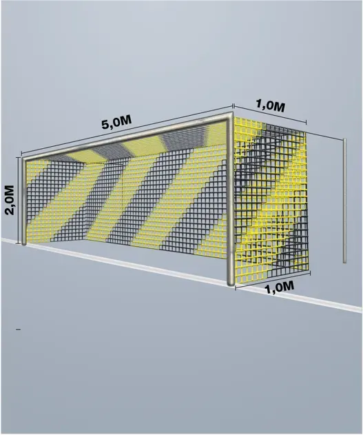 Cawila Tornetz 5,15x2,05m | Tiefe 1,0x1,0m | Maschenweite 12cm | Stärke 4mm | gelb/schwarz