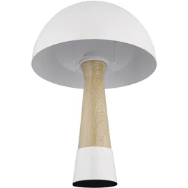 Nowa Tischlampe Pilz Holzoptik Nachttischlampe Tischleuchte Pilzdesign Schlafzimmerlampe, Metall Sandfarben, 1x E27, DxH 25 x 36,5