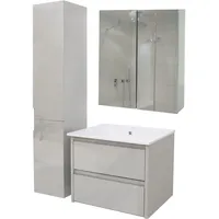 Mendler Badezimmerset HWC-B19b, Waschtisch Spiegelschrank Hängeschrank, hochglanz MVG-zertifiziert ~