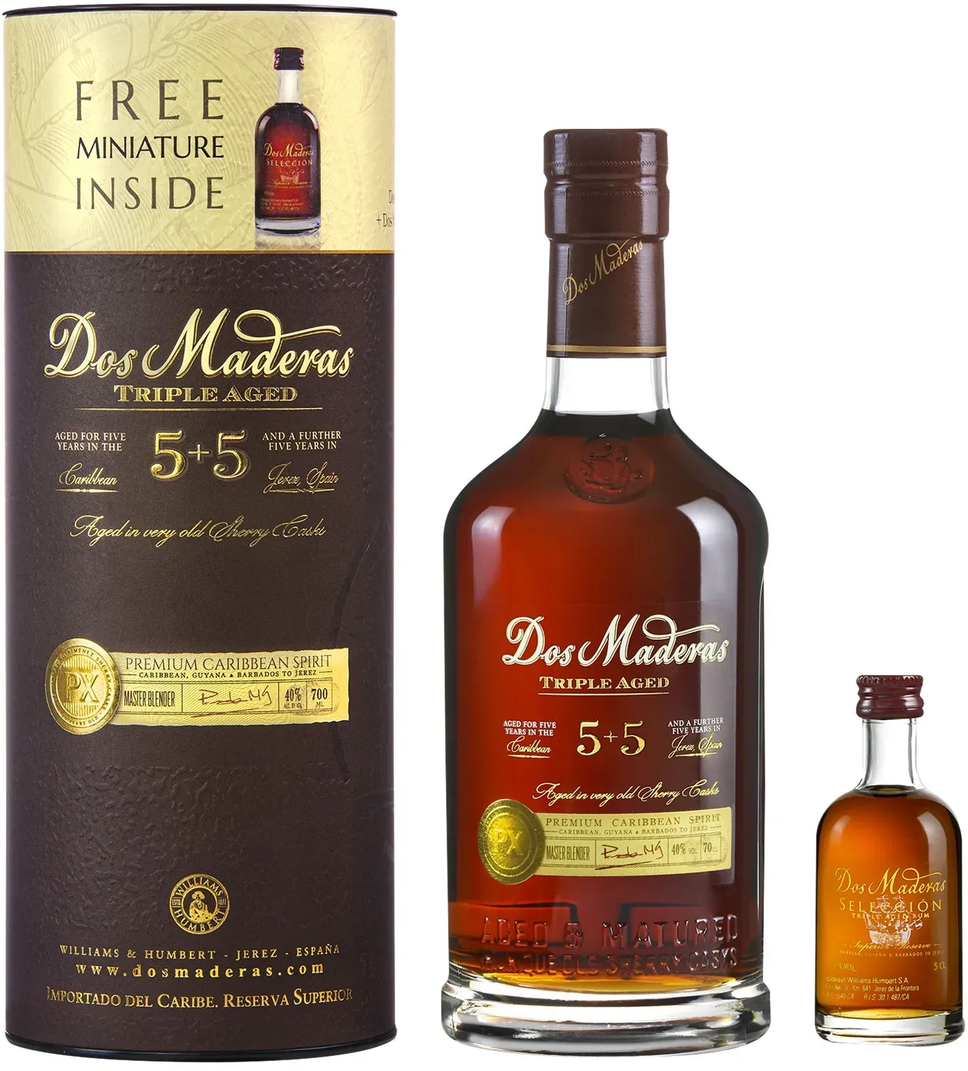 Dos Maderas 5+5 40,0 % vol 0,7 Liter + DM Seleccion Mini 42,0 % vol 50 ml