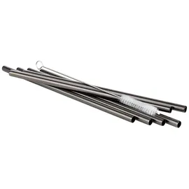 Buddy ́s Bar Buddy ́s Bar", schwarz, B:0,8cm H:21,5cm L:0,8cm T:0,8cm Ø:0,8cm, Edelstahl, Küchenhelfer-Sets, wiederverwendbar, 6 Strohhalme + Reinigungsbürste, Gunmetal-Look