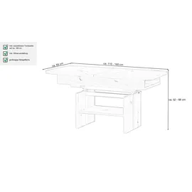 Die Möbelfundgrube Couchtisch DEBRECEN Braun Eiche 110 x 56 x 65 cm