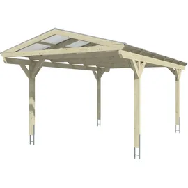 SKANHOLZ Carport Westerwald 3,62 x 6,48 m eiche hell inkl. Pfostenanker