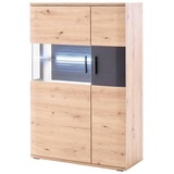 Livetastic Highboard Anthrazit, Klar, Eichefarben - Balkeneiche -