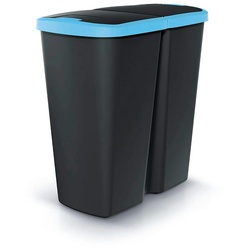 Keden Compact Q duo Mülleimer 45L mit 2 unabhängigen Deckeln in Schwarz und Blau
