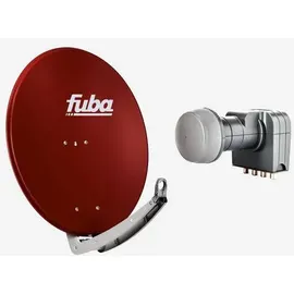 Fuba Sat Anlage 4 Teilnehmer | DAA 780 R Satellitenschüssel 80cm Alu rot (Testergebnis: ausgezeichnet)* + Fuba DEK 417 Quad LNB 4 Teilnehmer