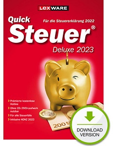 LEXWARE QuickSteuer Deluxe 2023 (für das Steuerjahr 2022) Software Vollversion (Download-Link)
