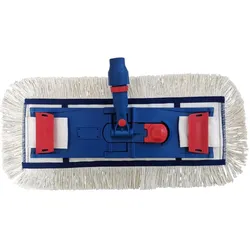 CleanSV Wischset chrom Laschenmop 40 cm, Ablage, Reinigungswagen 1 x 18 Liter Eimer, Presse, Deichsel, Putzwagen, Bodenwischer