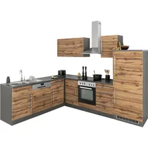 kochstation Winkelküche L-Form 280 cm braun
