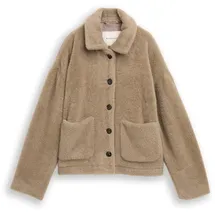 Tom Tailor Damen Teddy Jacke mit Taschen, grau, Uni, Gr. M