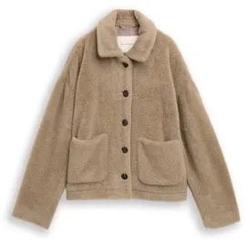 Tom Tailor Damen Teddy Jacke mit Taschen, grau, Uni, Gr. M