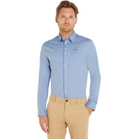 Tommy Jeans Hemd DM0DM04405 Blau Slim Fit Freizeithemd mit Stretch-Anteil, Hellblau Melange, XL