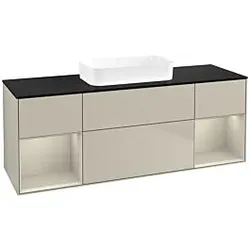 Villeroy und Boch Finion Waschtischunterschrank F742HHHH 160x60,3x50,1cm, Regale sand matt lacquer, Sand Matt Lacquer