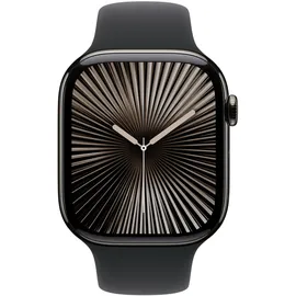 Apple Watch Series 10 GPS + Cellular 46 mm Titangehäuse schiefer Sportarmband schwarz S/M