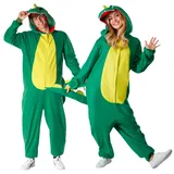 Morph Dinosaurier Kostüm Einteiler für Erwachsene, Tier Pyjama Outfit für Halloween, M