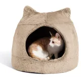 Best Friends by Sheri Meow Hut Katzenhöhle - Geschlossene Hundehöhle und Katzenbett mit ultraweichem Kunstfell, waschbar - Klein, Weizen