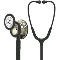 3M Littmann Classic III Stethoskop zur Überwachung, 5861, champagnerfarbenes Bruststück, schwarzer Schlauch, Schlauchanschluss und Ohrbügel in Rauchfarben, 69 cm