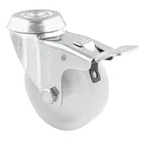 Wagner System GmbH WAGNER Lenkrolle mit Rückenloch - Ø 75 mm, mit Feststeller, Stahl verzinkt, weiß, Tragkraft 60 kg - 23367501