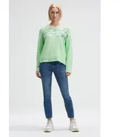 Soccx Damen Flauschpullover mit Wording Print Milky Green, XXL - XXL