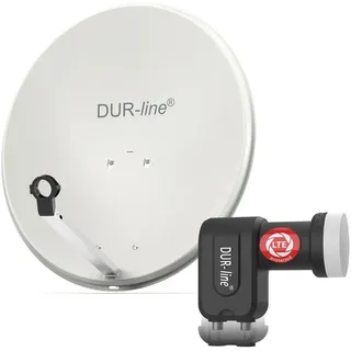 DUR-line MDA 60 Hellgrau - Digiatale 2 Teilnehmer Satellitenschüssel Komplett-An...
