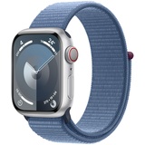 Apple Watch Series 9 GPS + Cellular 41 mm Aluminiumgehäuse silber, Sport Loop winterblau One Size