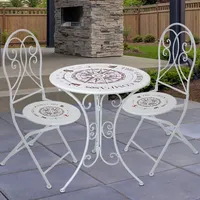 ETC Shop Balkonmöbel Tisch 2 Stühle Gartenmöbel Set Metall