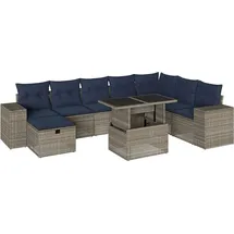 vidaXL Gartensofa-Set mit Kissen, grau, Polyrattan