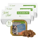 Lyra Pet 51 x 100 g Lecker.Pet® Mia's Feine Paté Reich an Lachs Katzenfutter Nassfutter Vollnahrung