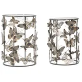 Mauro Ferretti Couchtisch, Grau, Gold, Metall, Glas, 41.3-35x55-50.3x41.3-35 cm,