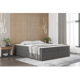 Fun Möbel Boxspringbett Schlafzimmerbett PRIMA 160x220cm Stoff Grau inkl. Bettkasten