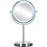 KLEINE WOLKE Kosmetikspiegel Bright Mirror mit 5-facher Vergrößerung, LED-Beleuchtung und Touch-Funktion, Größe: 17,5 x 29,5 x 12 cm, Material: Metall/Glas/LED