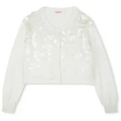Billieblush für Mädchen. U20993 Weiße Strickjacke (10años= 138cm), Lässig, Baumwolle, Kinderbekleidung
