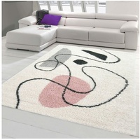Teppich Designerteppich mit abstrakt-modernen Formen in schwarz rosa, Teppich-Traum, rechteckig, Höhe: 30 mm rosa 160 cm x 230 cm x 30 mm
